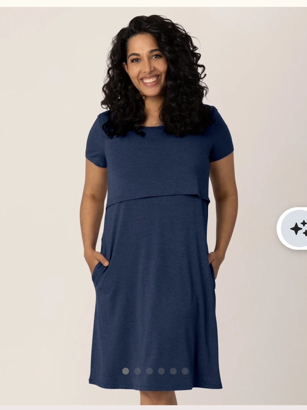 Kindred Bravely Eleanora navy nursing dress large bamboo short sleeve pockets